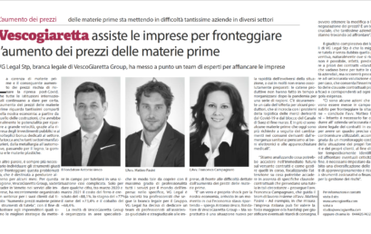 VescoGiaretta assiste le imprese per fronteggiare l’aumento dei prezzi delle materie prime