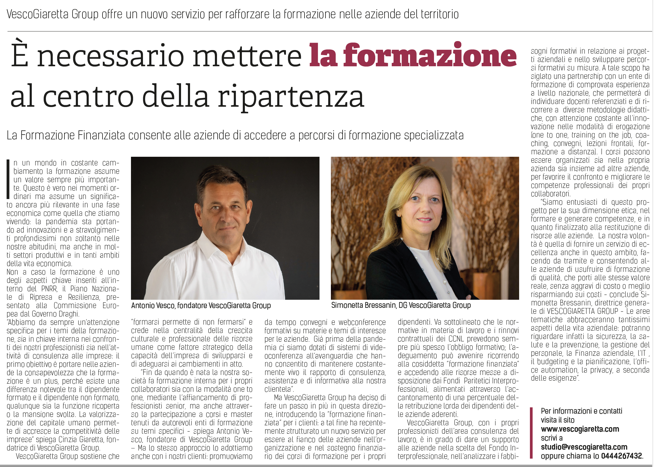 È necessario mettere la formazione al centro della ripartenza